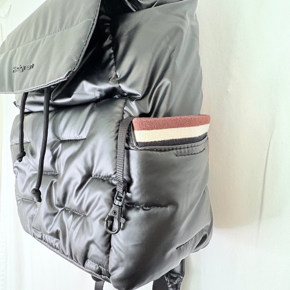 HEDGREN Cocoon Billowy Backpack w Flap back, Black/Brown/White stripe accent main image 5